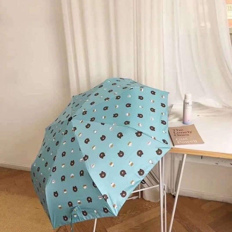 Ô Dù Gấp Gọn Hình Gấu Brown - Ô Gấu Brown - Vải 3 Lớp Chống Tia UV