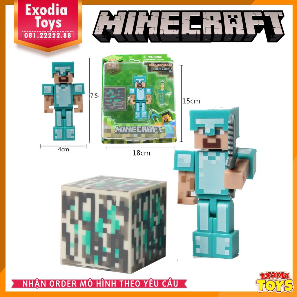 Mô hình đồ chơi Minecraft Steve, Iron Golem, Enderman, Villager, Zombie, Creeper - Đồ Chơi Lắp Ghép Sáng Tạo