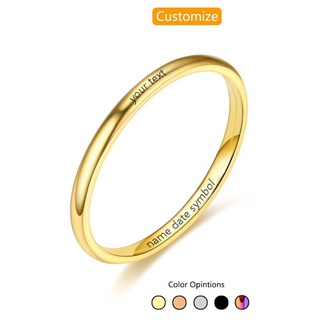 Nhẫn thép titan 2mm khắc tên cho nam nữ
