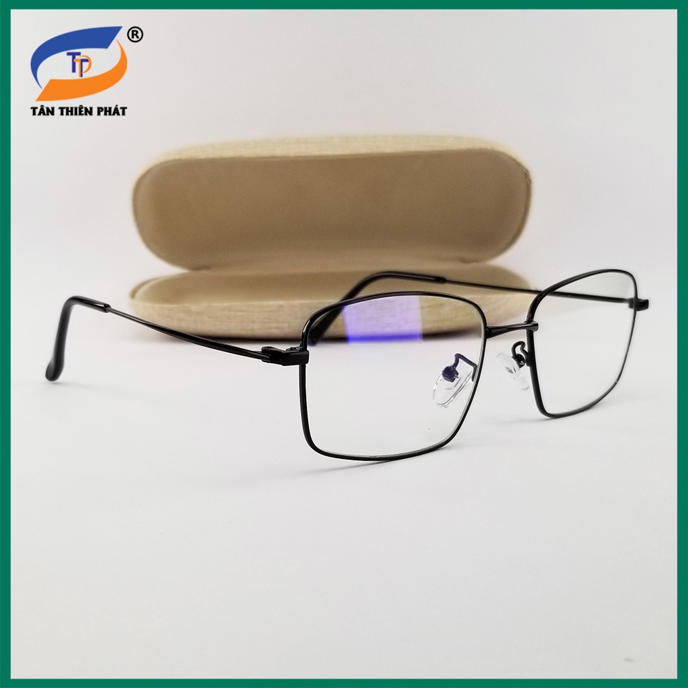 Gọng kính mắt cận nam nữ kim loại 0026 màu đen, bạc. Tròng kính giả cận 0 độ chống ánh sáng xanh, chống tia UV