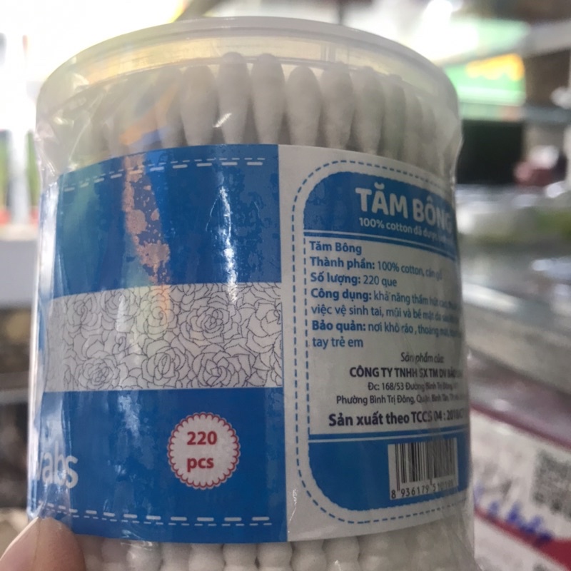 Tăm Bông Thân Gỗ Rose hộp 220 pcs 100% cotton