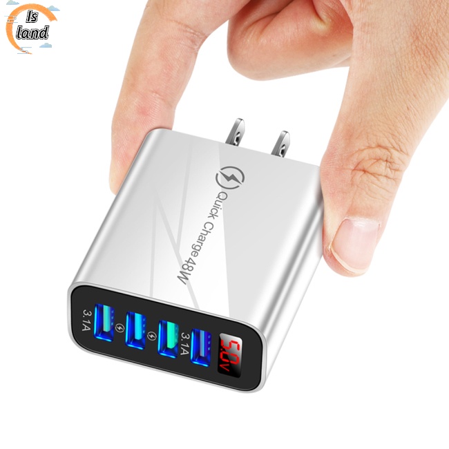 Bộ Sạc Nhanh 48W 3.1A Usb Màn Hình Lcd 4 Cổng Usb