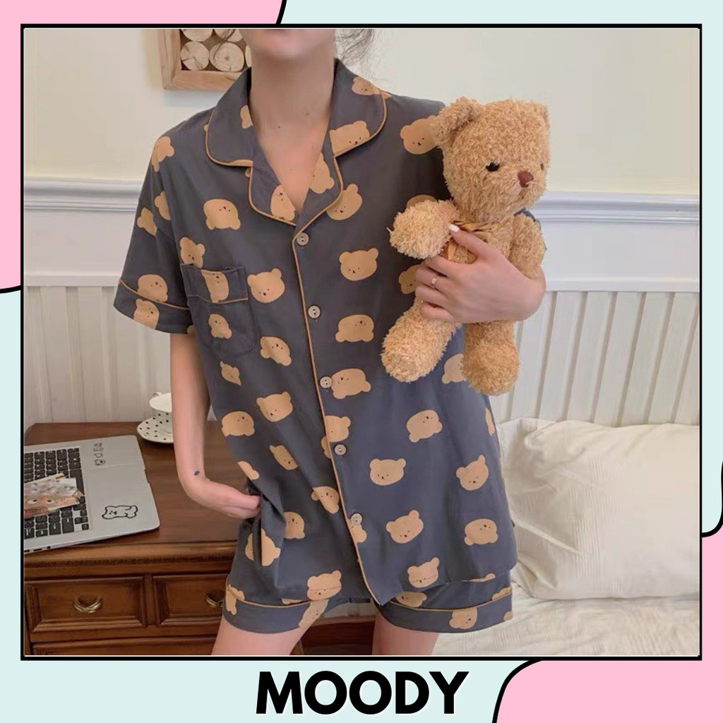 Đồ ngủ pyjama gấu nâu 2 màu 2021
