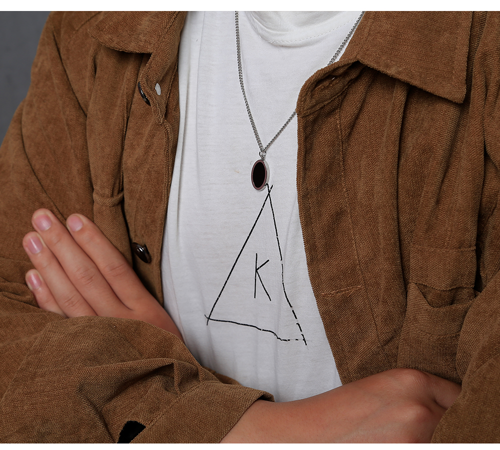 Dây chuyền 22661 phối mặt đá đen phong cách Hàn Quốc dễ phối đồ cho nam nữ