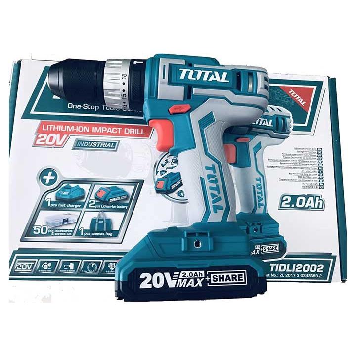 20V Máy khoan vặn vít dùng pin 50 chi tiết Total TIDLI2002