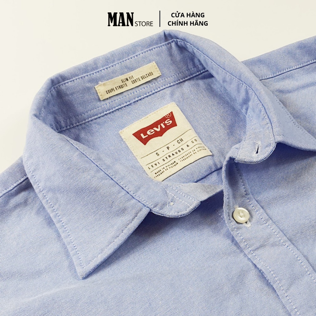 Áo sơmi nam tay dài Levi's, sơ mi nam dài tay trơn basic, vải cotton oxford thoáng mát, form slim fit