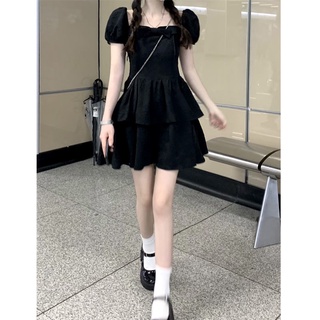 Đầm ngắn ôm eo màu đen thời trang mùa hè dành cho nữ