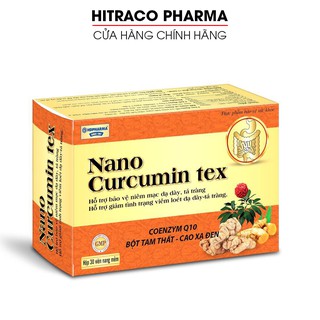 Viên uống Nano Curcumin Tex bột tam thất hỗ trợ giảm triệu chứng viêm loét dạ dày tá tràng Hộp 30v [Nano Curcumin Tex]