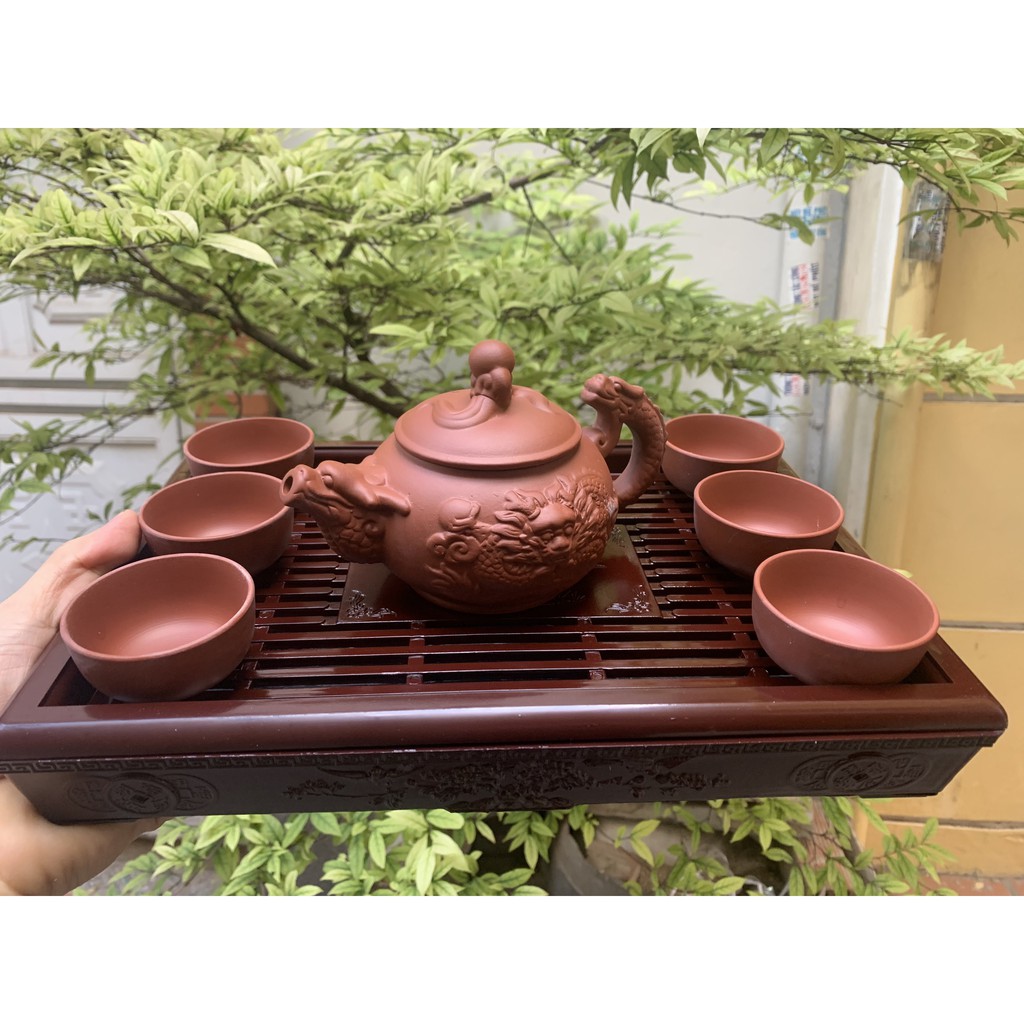 Bộ Ấm Chén Tử Sa Cực Chất Hình Rồng
