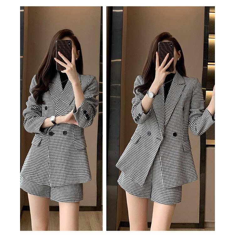 Set Bộ Vest Caro Nhí Áo Và Quần Đùi Sang Trọng Cá Tính  BY4597