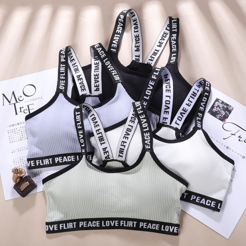 Cute Byte Sexy Bra Bralette Letter Fashion Wrapped Chest Shoulder Straps PĐồ Lót