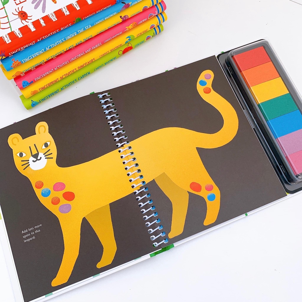 Usborne Fingerprint & Rubber Stamp tập vẽ ngón tay cho bé, Đồ chơi giáo dục cho bé 2,3,4,5,6 tuổi