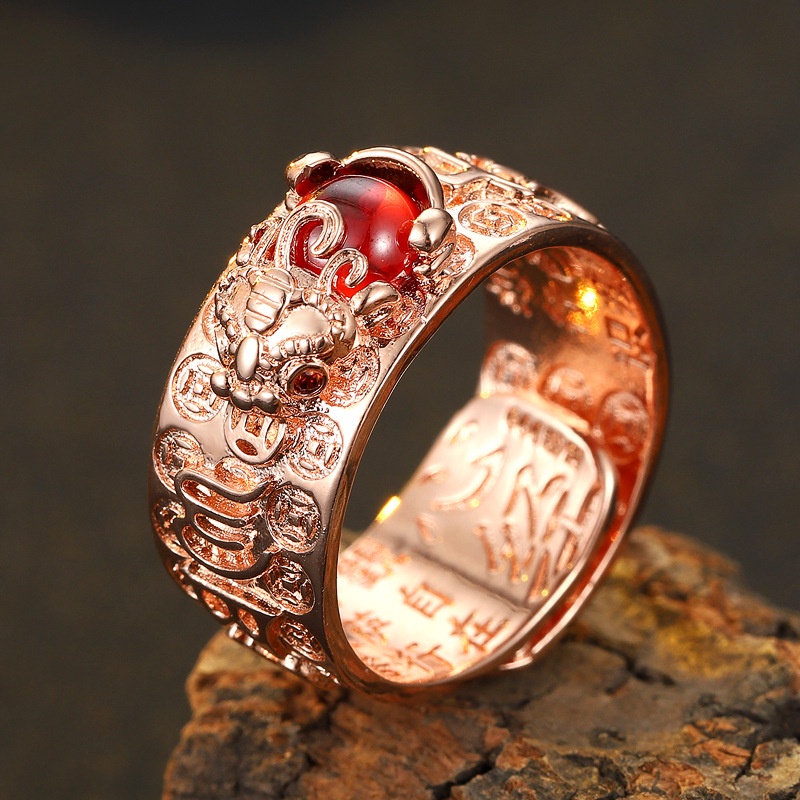 Nhẫn May Mắn Mạ Vàng 18k Khắc Hình Nhịp Tim Cho Cặp Đôi
