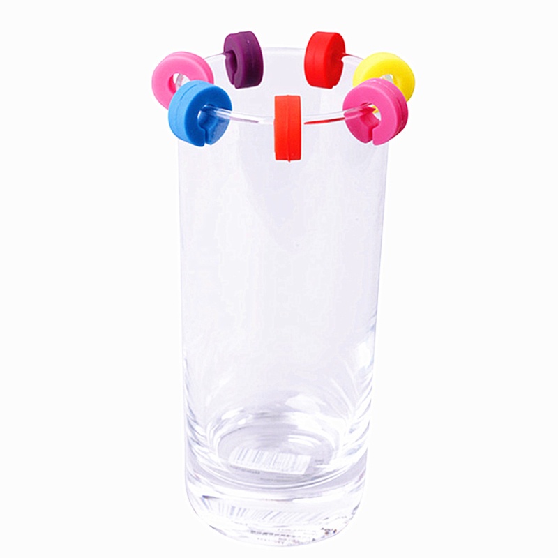 Set 12 Nhãn Silicone Tròn Mini Đánh Dấu Ly Rượu