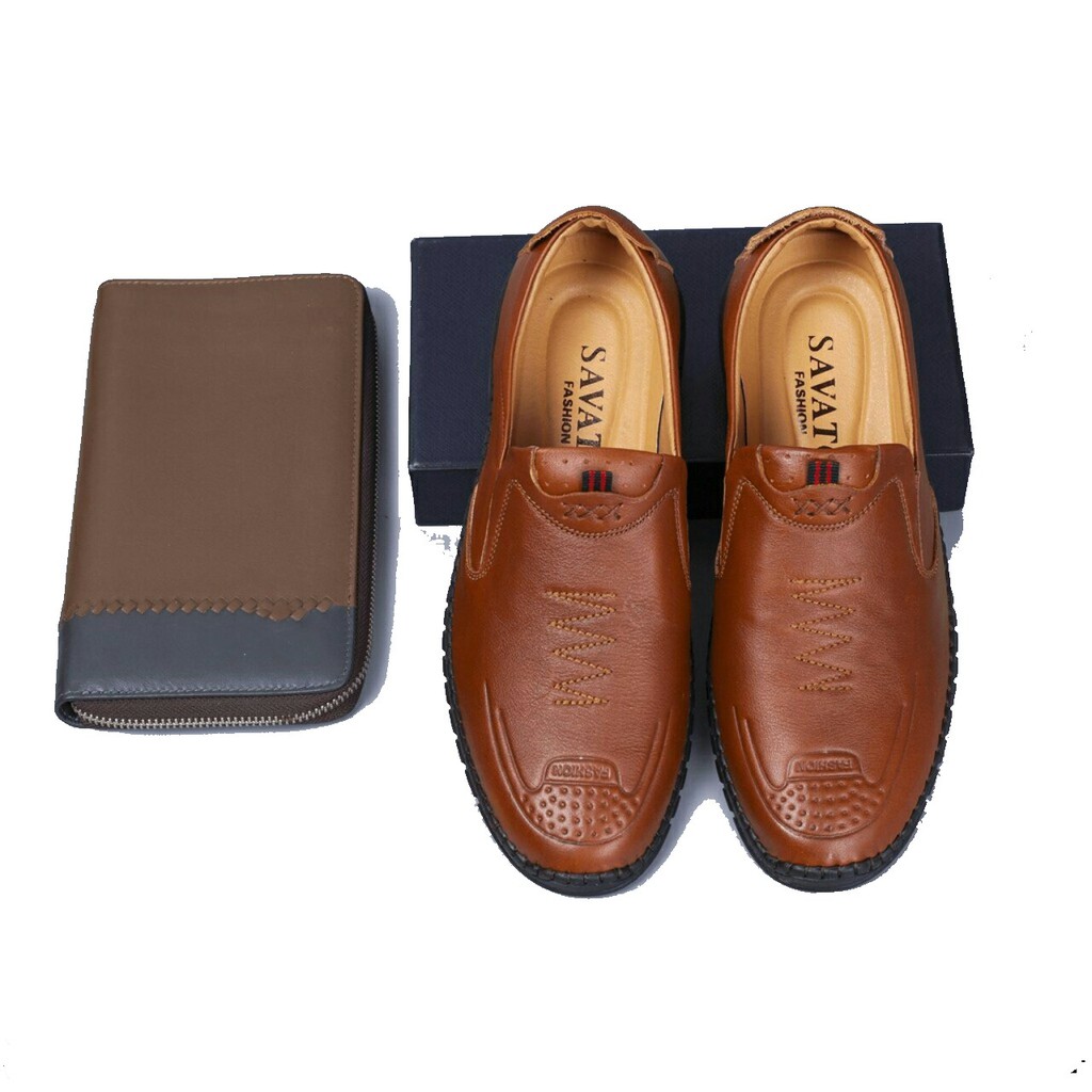 Giày lười nam da bò 2 màu nâu và đen R01 | BigBuy360 - bigbuy360.vn