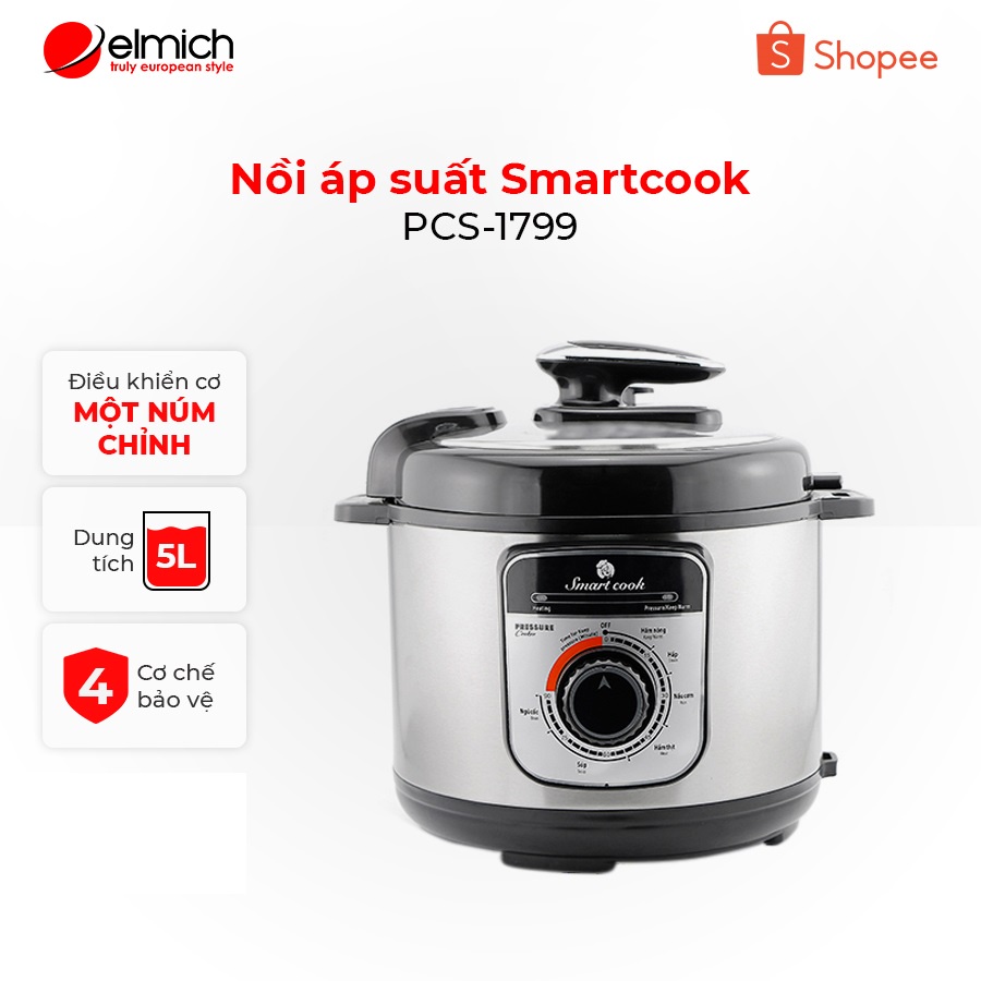 Mã ELMALL500K giảm 8% đơn 500K Nồi áp suất Smartcook PCS-1799