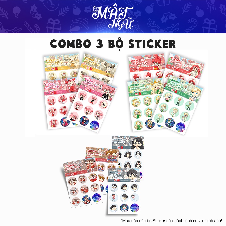 Combo 3 bộ Sticker  Lớp Học Mật Ngữ Vol.01 (Cự Giải, Kim Ngưu, Thiên Bình, Nhân Mã, Xử Nữ, Song Tử) - Board Game VN