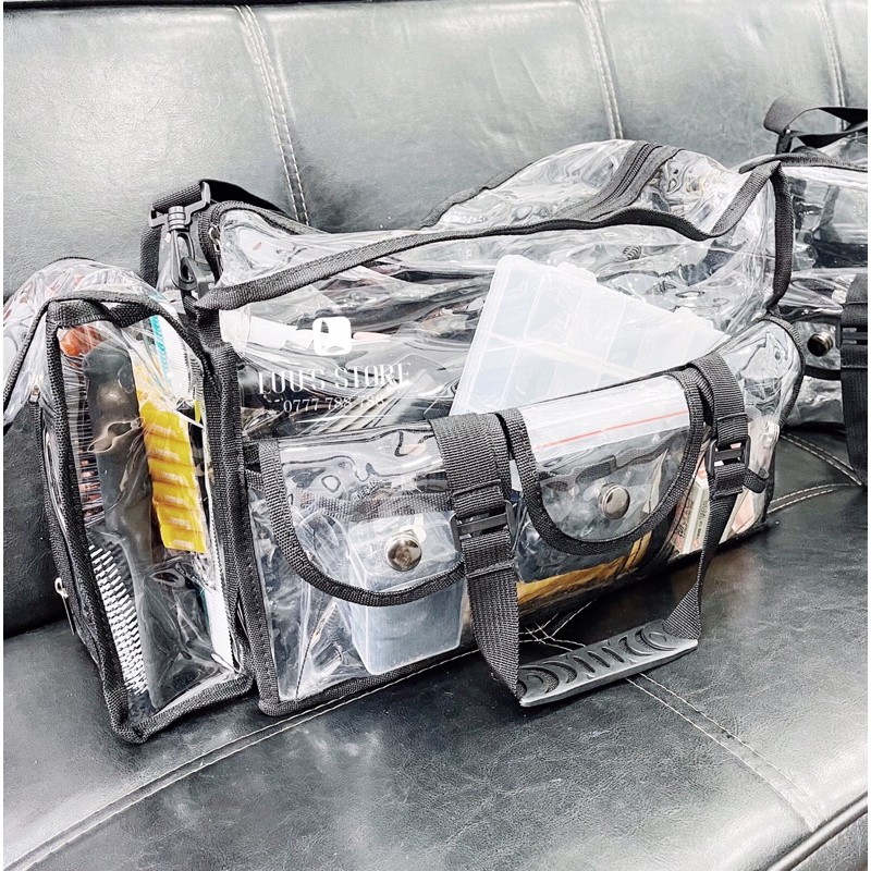 Túi Trong Lớn Đựng Mỹ Phẩm Và Máy Làm Tóc Nhiều Ngăn Màu Trắng [KT 39x15,5x18cm]