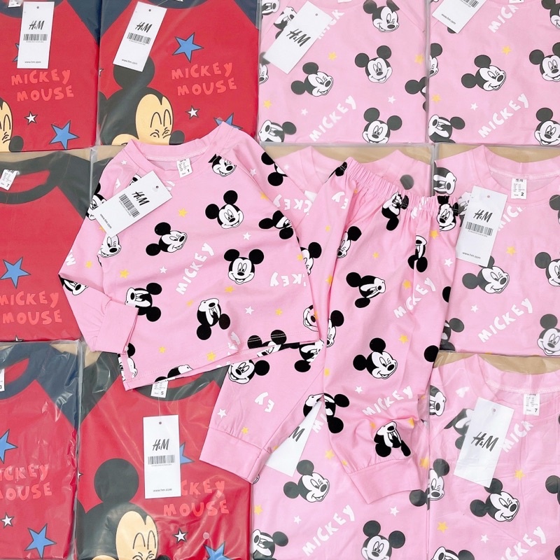 Bộ cotton Mickey đi học cho bé trai, bé gái từ 8-17kg