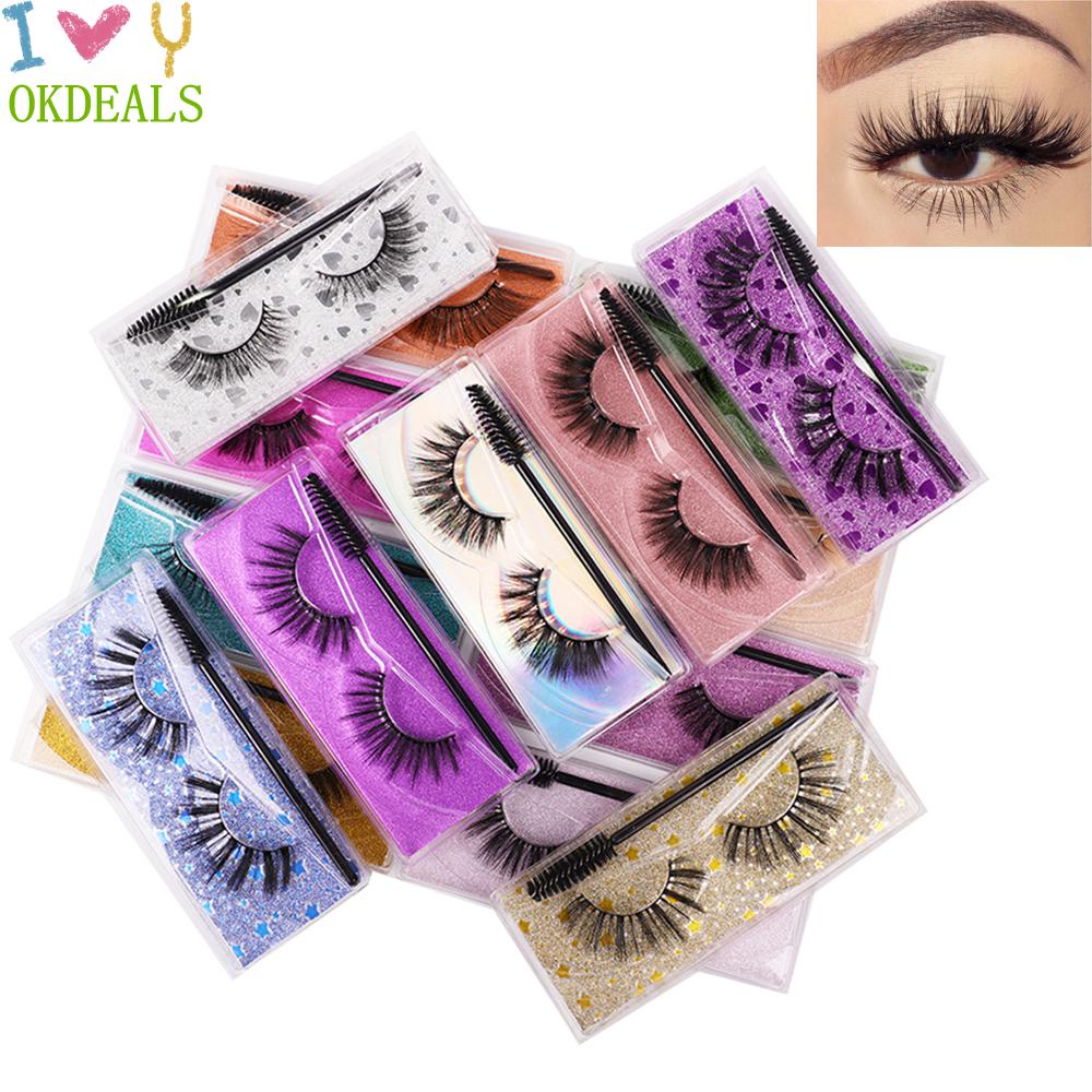 [Hàng mới về] Cặp lông mi chồn OKDEALS cụm 3D trang điểm mắt dài tự nhiên không thử nghiệm trên động vật