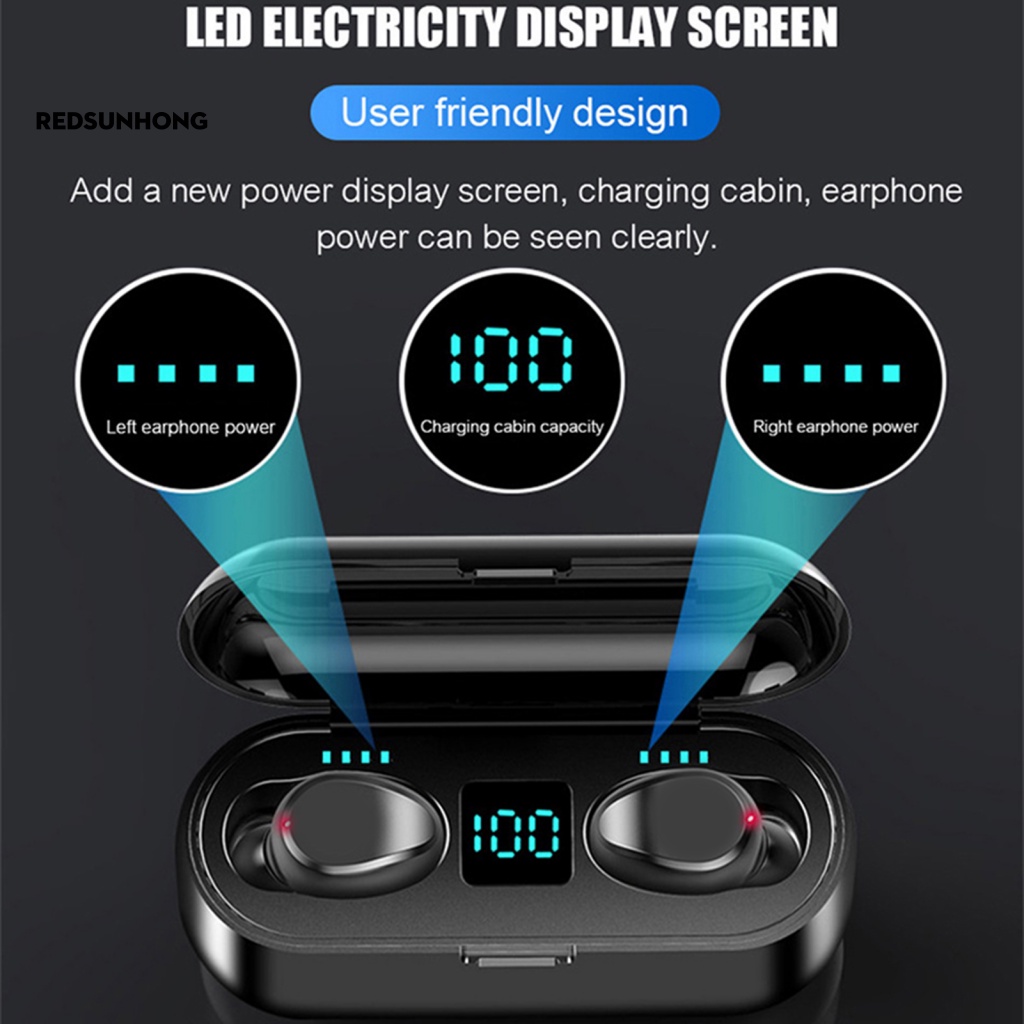 Tai Nghe Nhét Tai Không Dây Bluetooth 5.0 Mini Màn Hình LED Kỹ Thuật Số Phong Cách Thể Thao Giảm Cân