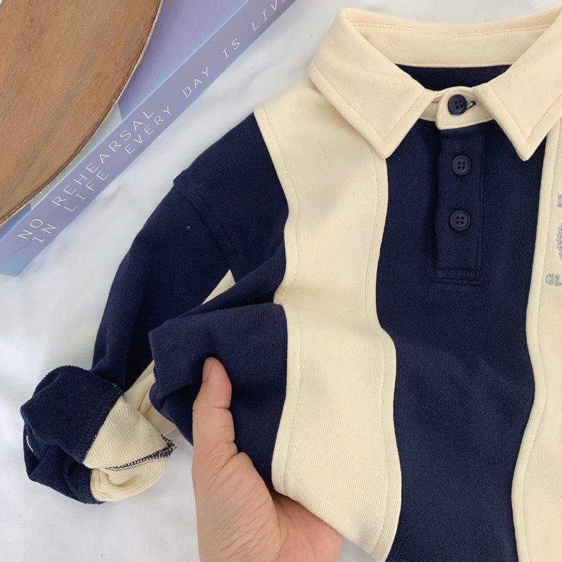 Áo POLO Tay Dài Nhuộm Màu 100% Cotton Thời Trang Thu Đông Cho Bé