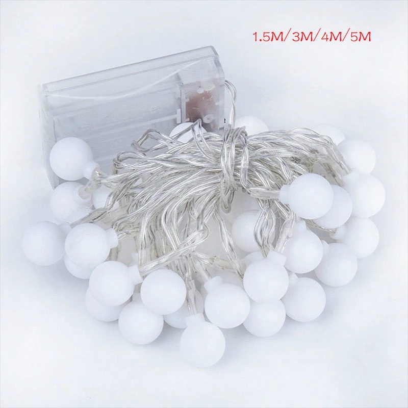 1.5/3/4/5m LED Round Ball String Lights/ Battery Operated Outdoor Fairy Lights For Christmas New Year Wedding Decoration
