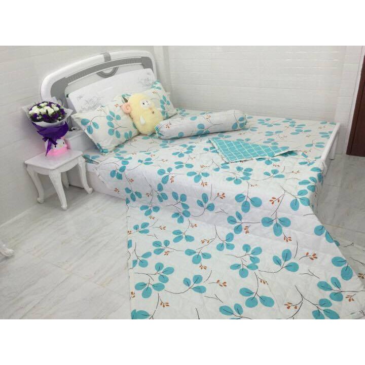 CHĂN HÈ COTTON POLY CỎ 3 LÁ