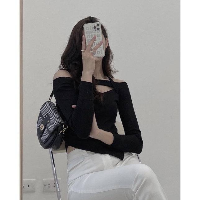 [HÀNG SẴN]ÁO THUN TĂM VẠT LỆCH CỔ ĐAN DÂY LẠ MẮT 203