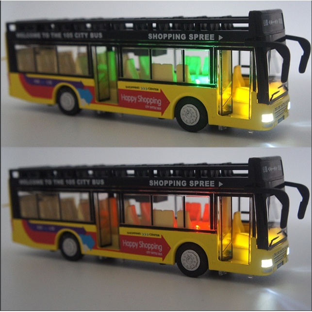 Đồ chơi xe bus mui trần xe bus 2 tầng đồ chơi ô tô tỉ lệ 1:32
