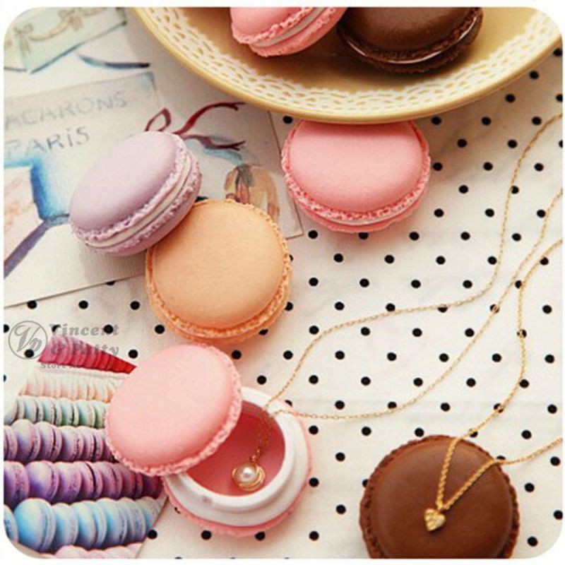 Bộ 6 hộp đựng kẹo/trang sức hình bánh macaron mini màu kẹo kích thước 4.5x2cm