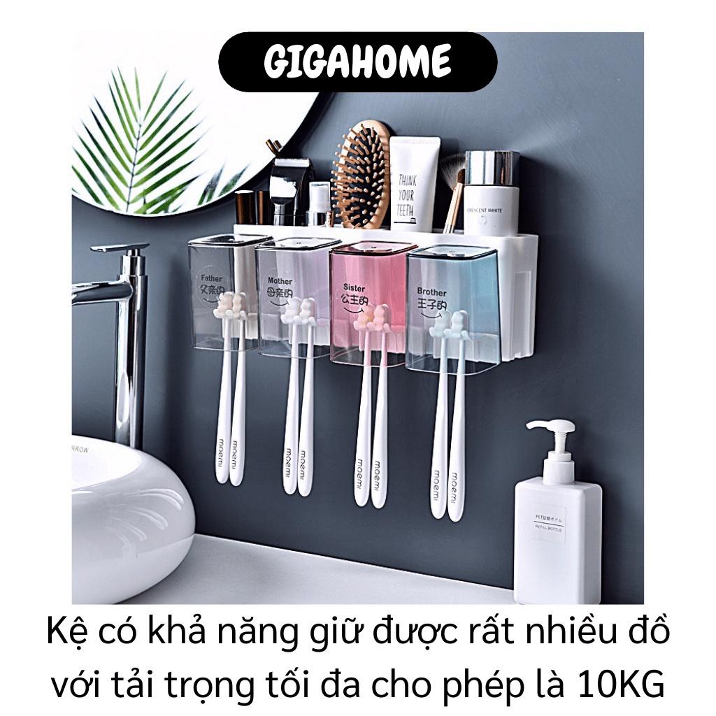 Kệ Nhà Tắm GIGAHOME Kệ Treo Bàn Chải, Nhã Kem Đánh Răng Kèm 4 Cốc Dán Tường Có Ngăn Để Đồ 9523