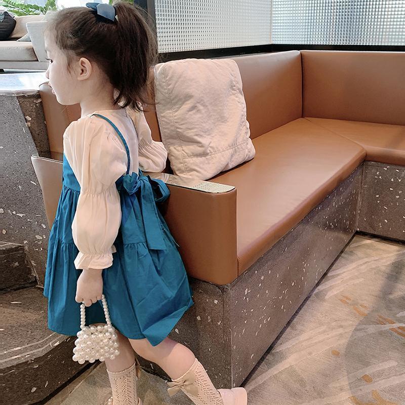 Cô gái mới Váy giả hai mảnh Trẻ em Cô gái dài tay Váy công chúa Váy cô bé