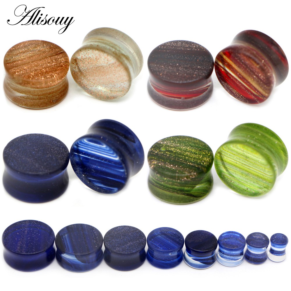 Alisouy Set 2 Khuyên Nong Tai Hình Hoa Thủy Tinh 6-20mm Cá Tính Cho Nam Và Nữ