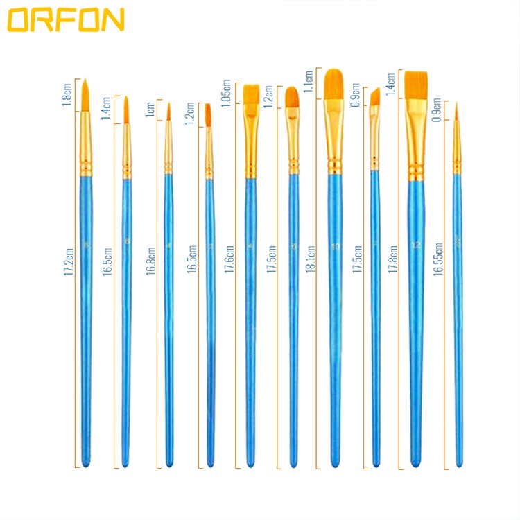 Set 10 cọ nylon vẽ tranh sơn dầu chuyên dụng