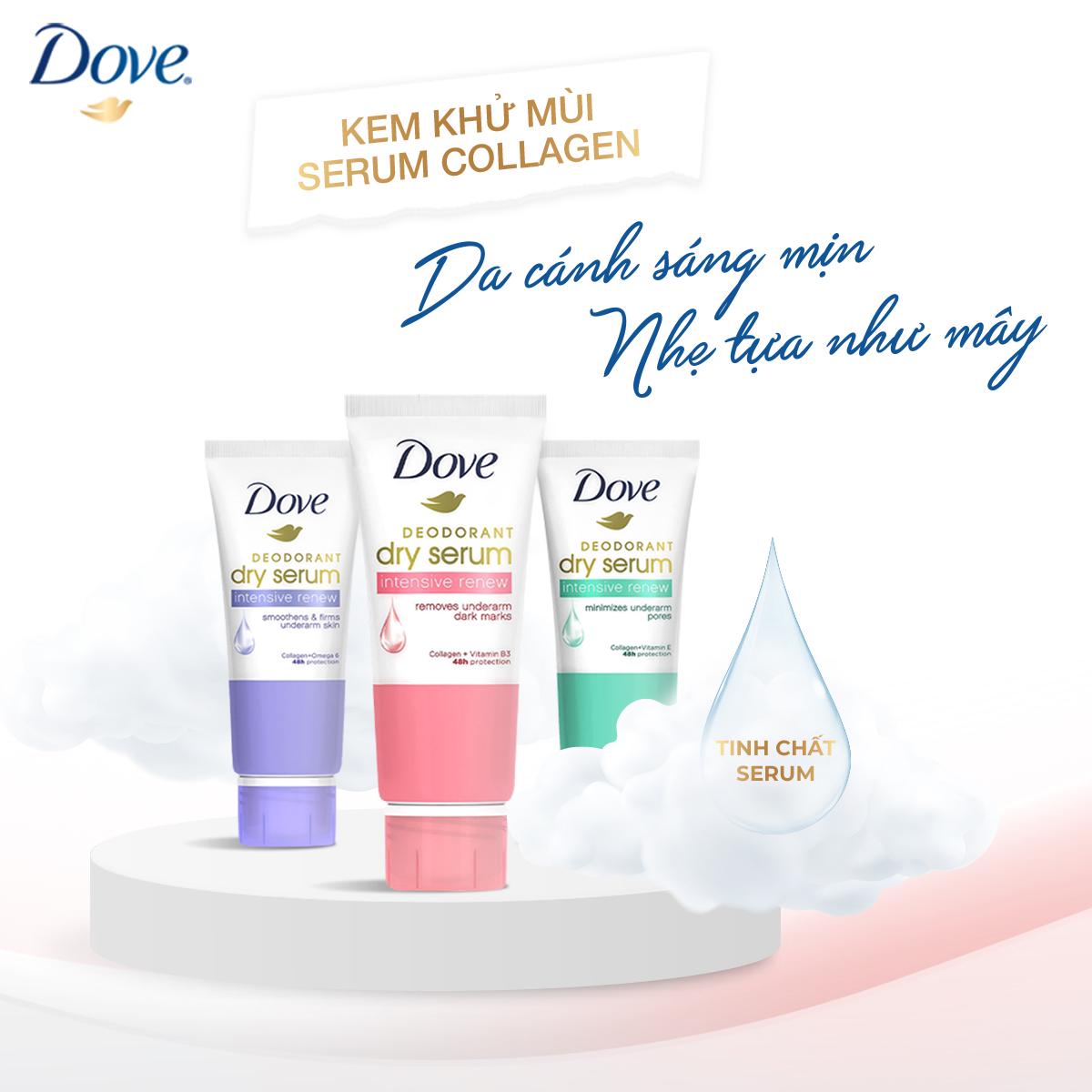 Kem khử mùi Dove tinh chất serum dành cho nữ dưỡng da sáng mịn & đều màu, 50ml