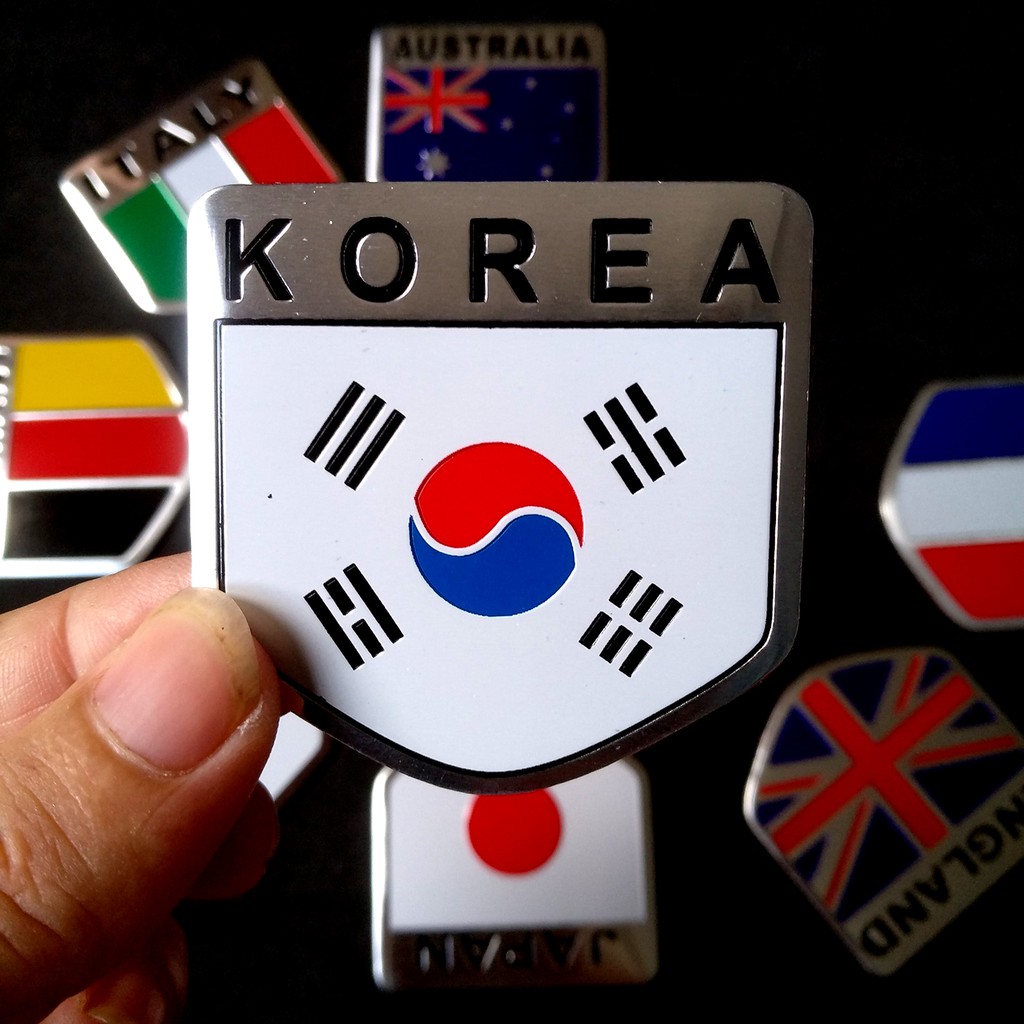Miếng dán kim loại CỜ KOREA ( 5cm x 5cm )