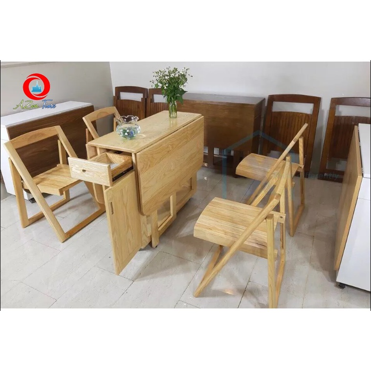 Bộ bàn ăn Gỗ Sồi Nga  bộ bàn ăn gấp gọn thông minh đa năng gỗ tự nhiên cao cấp 100% Gỗ Sồi Nga