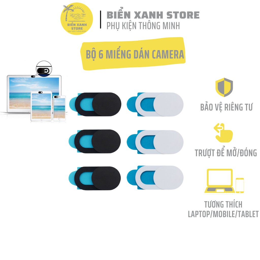 Bộ 6 Miếng dán che webcam bảo vệ an toàn riêng tư BXCAM26 cho Laptop, điện thoại, máy tính bảng - đủ màu