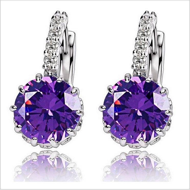 Bông tai dạng vòng đính đá zircon 9 màu lấp lánh thời trang cho nữ