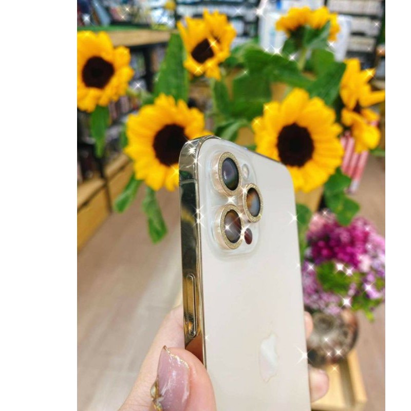 Bộ 3 vòng Titan đính kim tuyến bảo vệ camera dành cho iPhone 12 ProMax, 11 ProMax