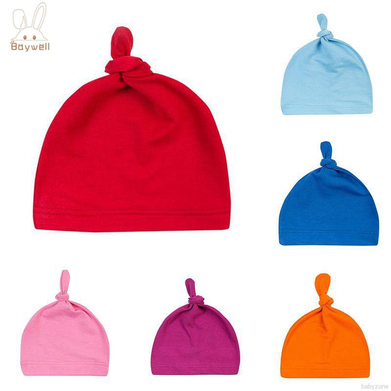 ✨ Babyzone ✨Nón ngủ cotton màu trơn xinh xắn cho bé