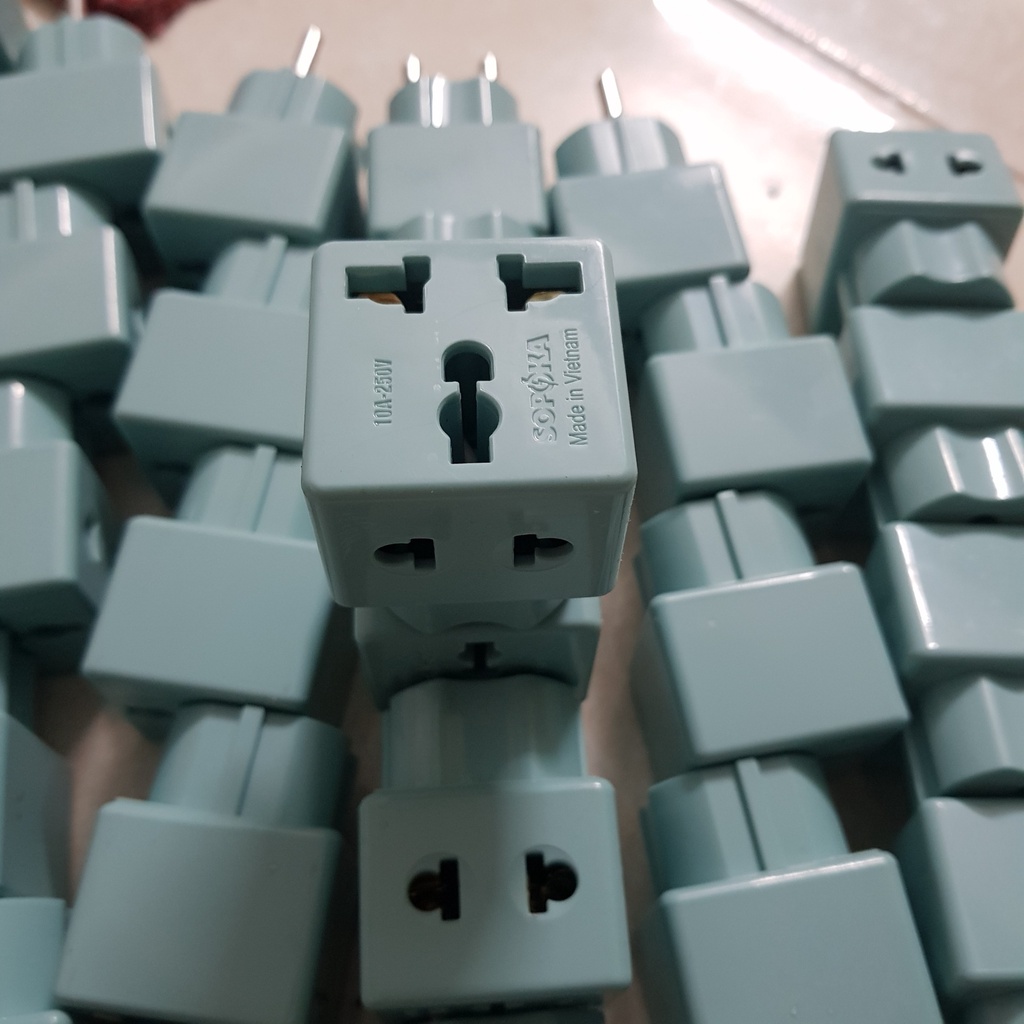 Phích cắm nối Ổ cắm chuyển đổi chân chia 2