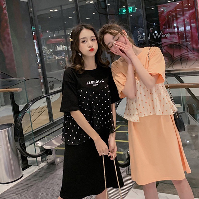 Đầm nữ phối vải chấm bi xinh xắn