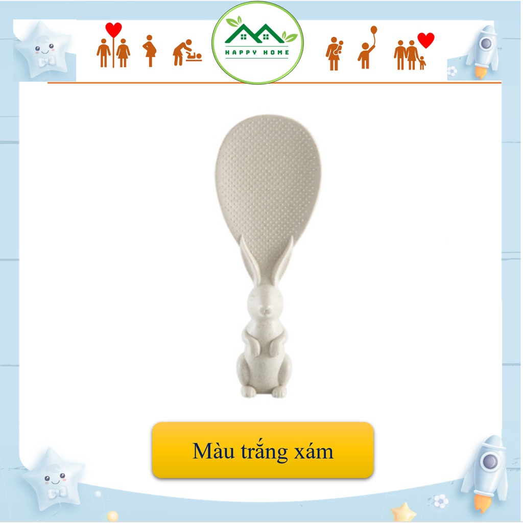 Muôi, muỗng, vá cơm chống dính hình thỏ làm từ nguyên liệu lúa mạch