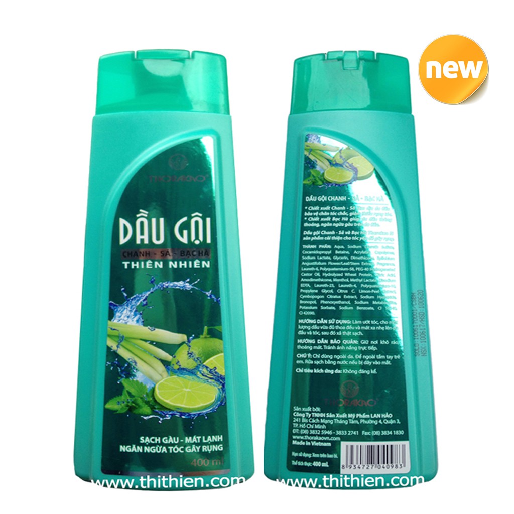 Dầu gội chanh sả bạc hà Thorakao 400ml