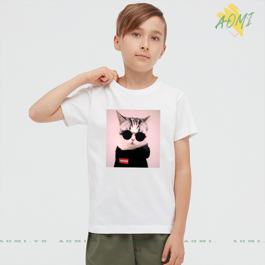 ÁO THUN UNISEX MÈO COOL SIÊU NGẦU PINK CATSUP PHÔNG NAM NỮ GIA ĐÌNH CẶP ĐÔI CÓ SIZE TRẺ EM AOMIVN