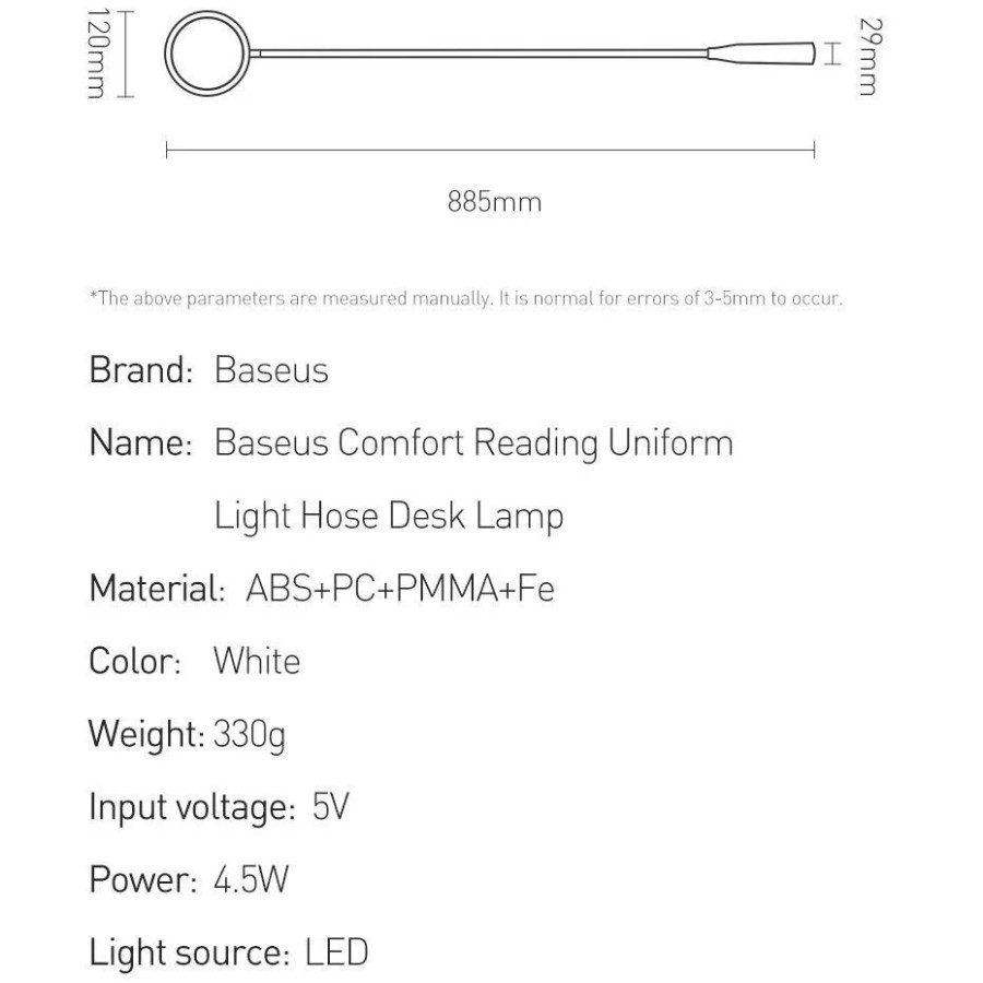 [Chính hãng Sẵn] Đèn đọc sách bảo vệ mắt Baseus Comfort Reading Lamp 1800mAh, Brightness Adjustment, Ra90/4000K LV846-WH