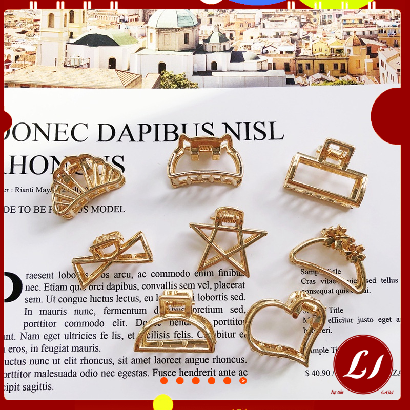 Set 8 Kẹp tóc càng cua loại nhỏ Hàn Quốc (MÀU VÀNG)