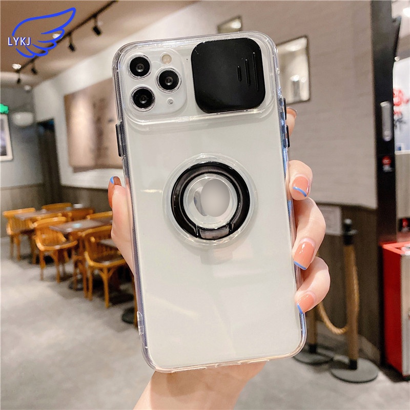 Transparent sliding window with bracket lens protection mobile phone soft case for iPhone 13 11pro 12promax XS XR xsmax 13promax 7p 8p mobile phone protective case TPU